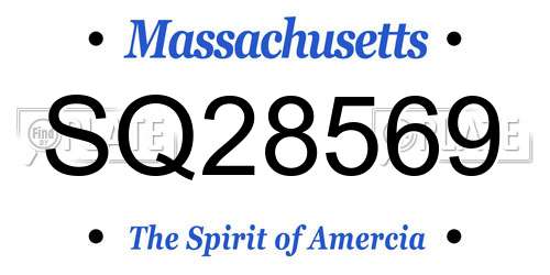 SQ28569 Massachusetts License Plate