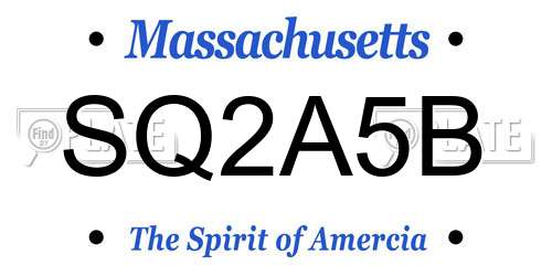 SQ2A5B Massachusetts License Plate