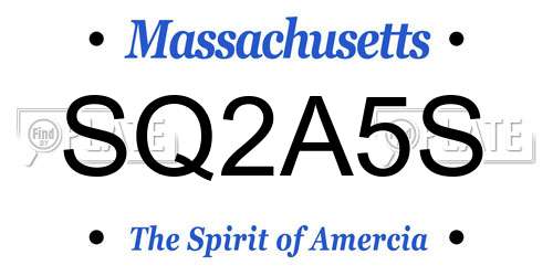 SQ2A5S Massachusetts License Plate