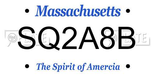 SQ2A8B Massachusetts License Plate