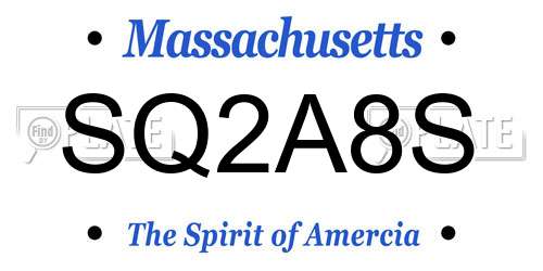SQ2A8S Massachusetts License Plate