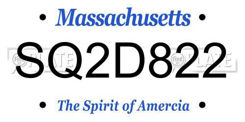 SQ2D822 Massachusetts License Plate