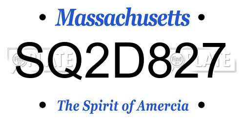 SQ2D827 Massachusetts License Plate