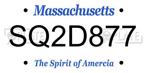 SQ2D877 Massachusetts License Plate