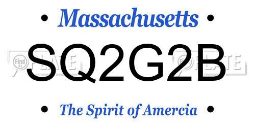 SQ2G2B Massachusetts License Plate