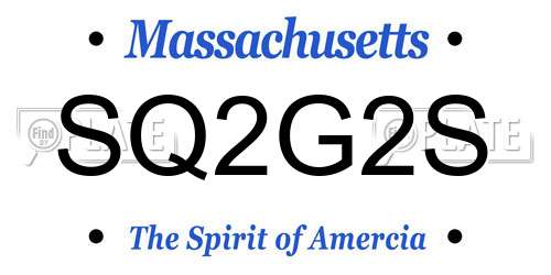 SQ2G2S Massachusetts License Plate