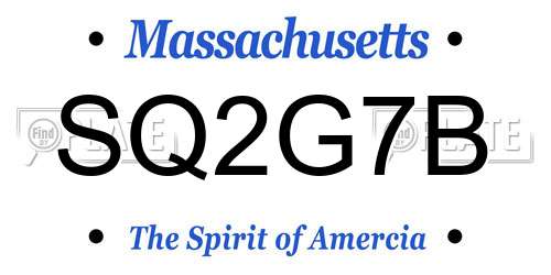 SQ2G7B Massachusetts License Plate