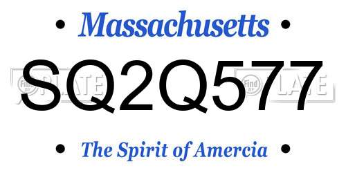 SQ2Q577 Massachusetts License Plate