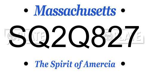 SQ2Q827 Massachusetts License Plate