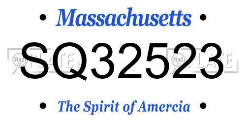 SQ32523 Massachusetts License Plate