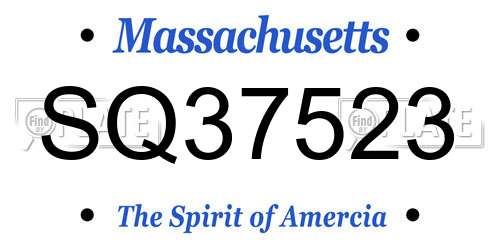 SQ37523 Massachusetts License Plate