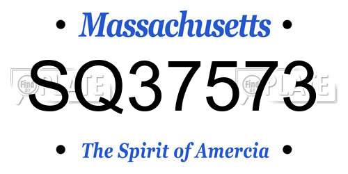 SQ37573 Massachusetts License Plate