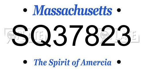 SQ37823 Massachusetts License Plate