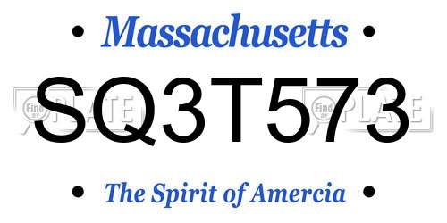 SQ3T573 Massachusetts License Plate