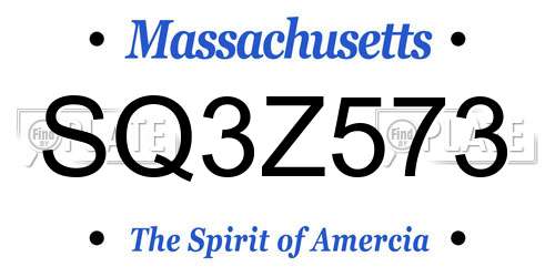 SQ3Z573 Massachusetts License Plate