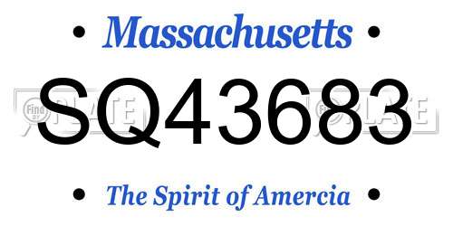 SQ43683 Massachusetts License Plate