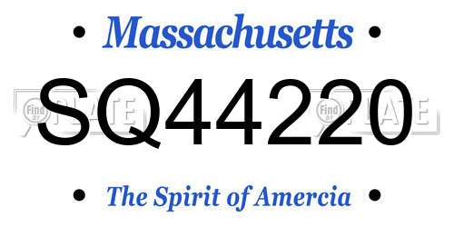 SQ44220 Massachusetts License Plate