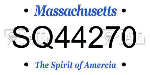 SQ44270 Massachusetts License Plate