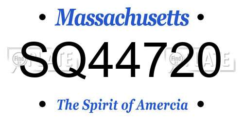 SQ44720 Massachusetts License Plate
