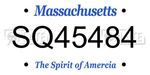 SQ45484 Massachusetts License Plate