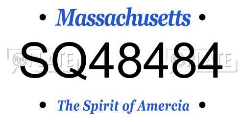 SQ48484 Massachusetts License Plate