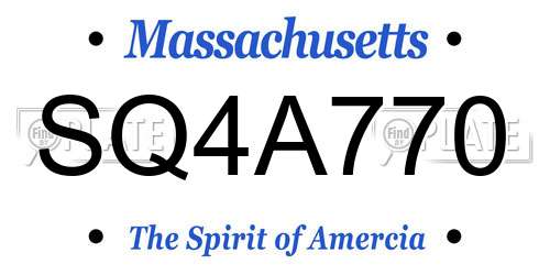 SQ4A770 Massachusetts License Plate