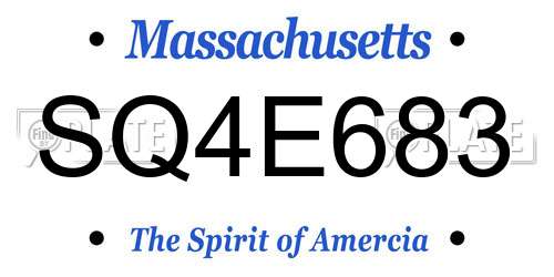 SQ4E683 Massachusetts License Plate