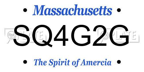 SQ4G2G Massachusetts License Plate