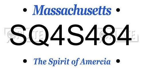 SQ4S484 Massachusetts License Plate
