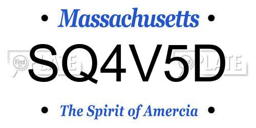 SQ4V5D Massachusetts License Plate