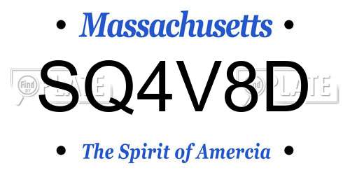 SQ4V8D Massachusetts License Plate