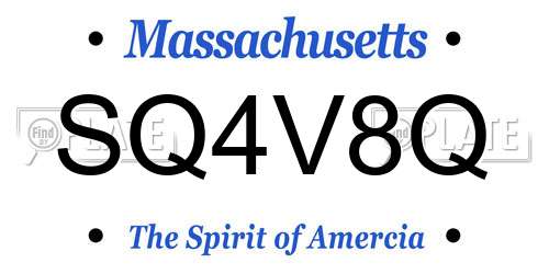 SQ4V8Q Massachusetts License Plate