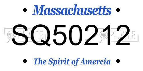SQ50212 Massachusetts License Plate