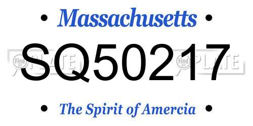 SQ50217 Massachusetts License Plate