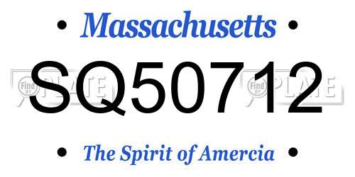 SQ50712 Massachusetts License Plate