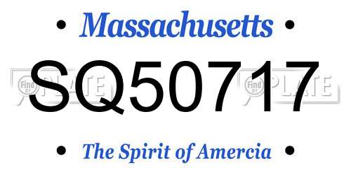 SQ50717 Massachusetts License Plate
