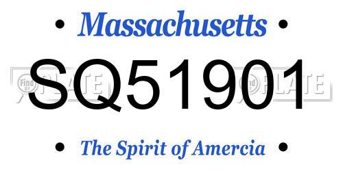 SQ51901 Massachusetts License Plate