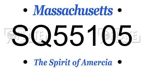 SQ55105 Massachusetts License Plate
