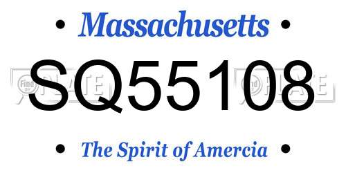 SQ55108 Massachusetts License Plate