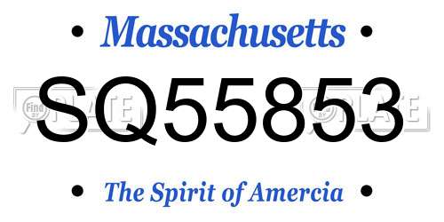 SQ55853 Massachusetts License Plate