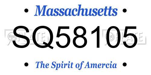 SQ58105 Massachusetts License Plate