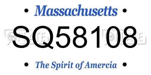 SQ58108 Massachusetts License Plate