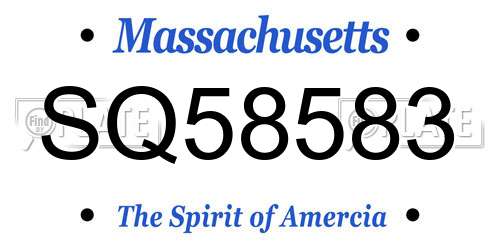 SQ58583 Massachusetts License Plate