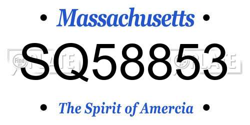 SQ58853 Massachusetts License Plate