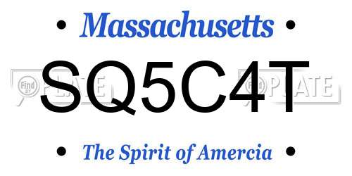 SQ5C4T Massachusetts License Plate