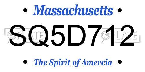 SQ5D712 Massachusetts License Plate