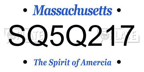 SQ5Q217 Massachusetts License Plate