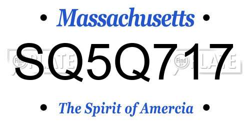 SQ5Q717 Massachusetts License Plate