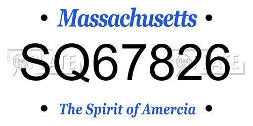 SQ67826 Massachusetts License Plate