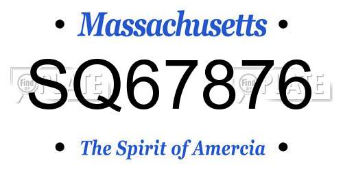 SQ67876 Massachusetts License Plate